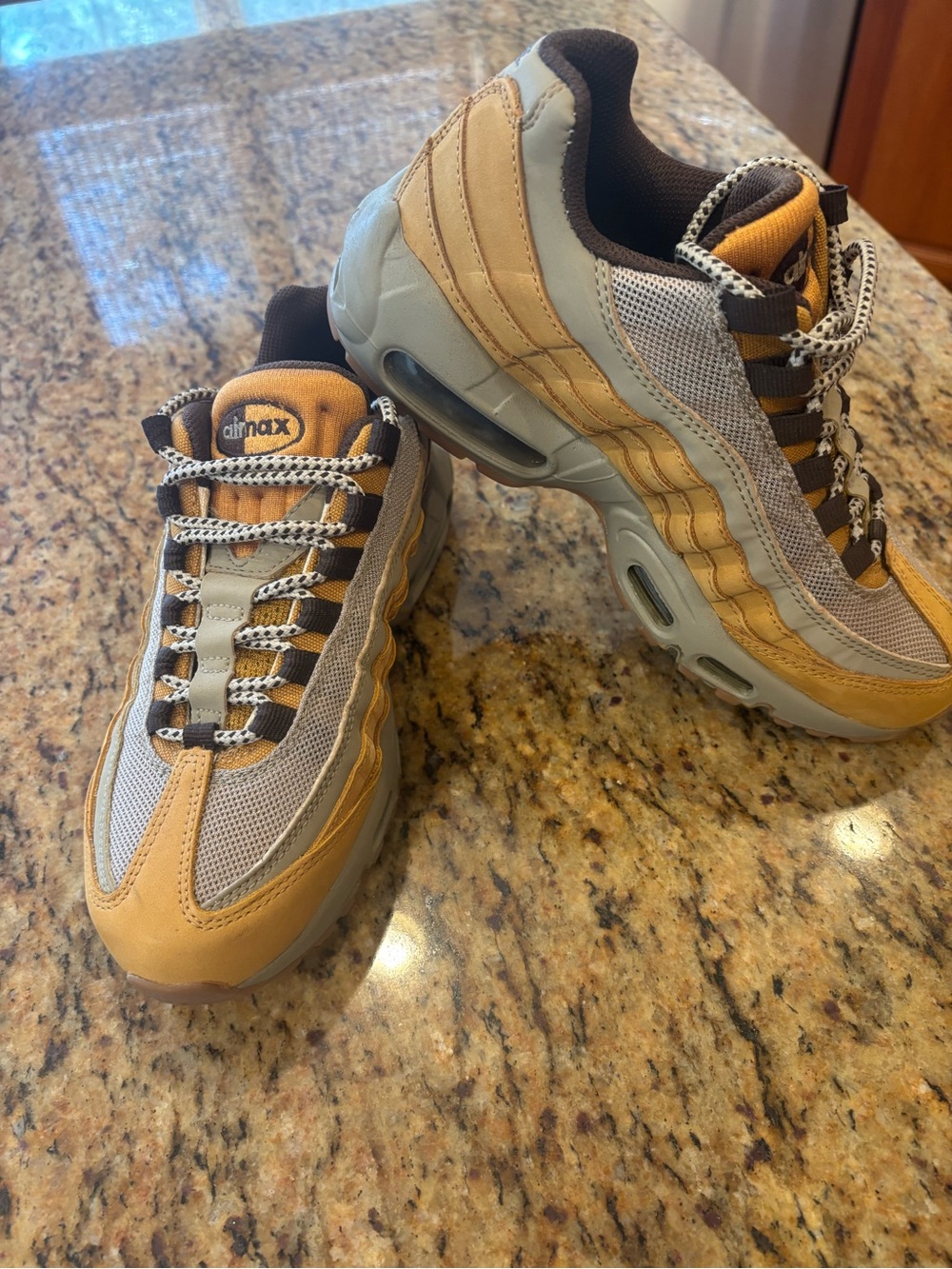Nike Air Max Ladies Tan and Gray Mesh Leather Sneakers